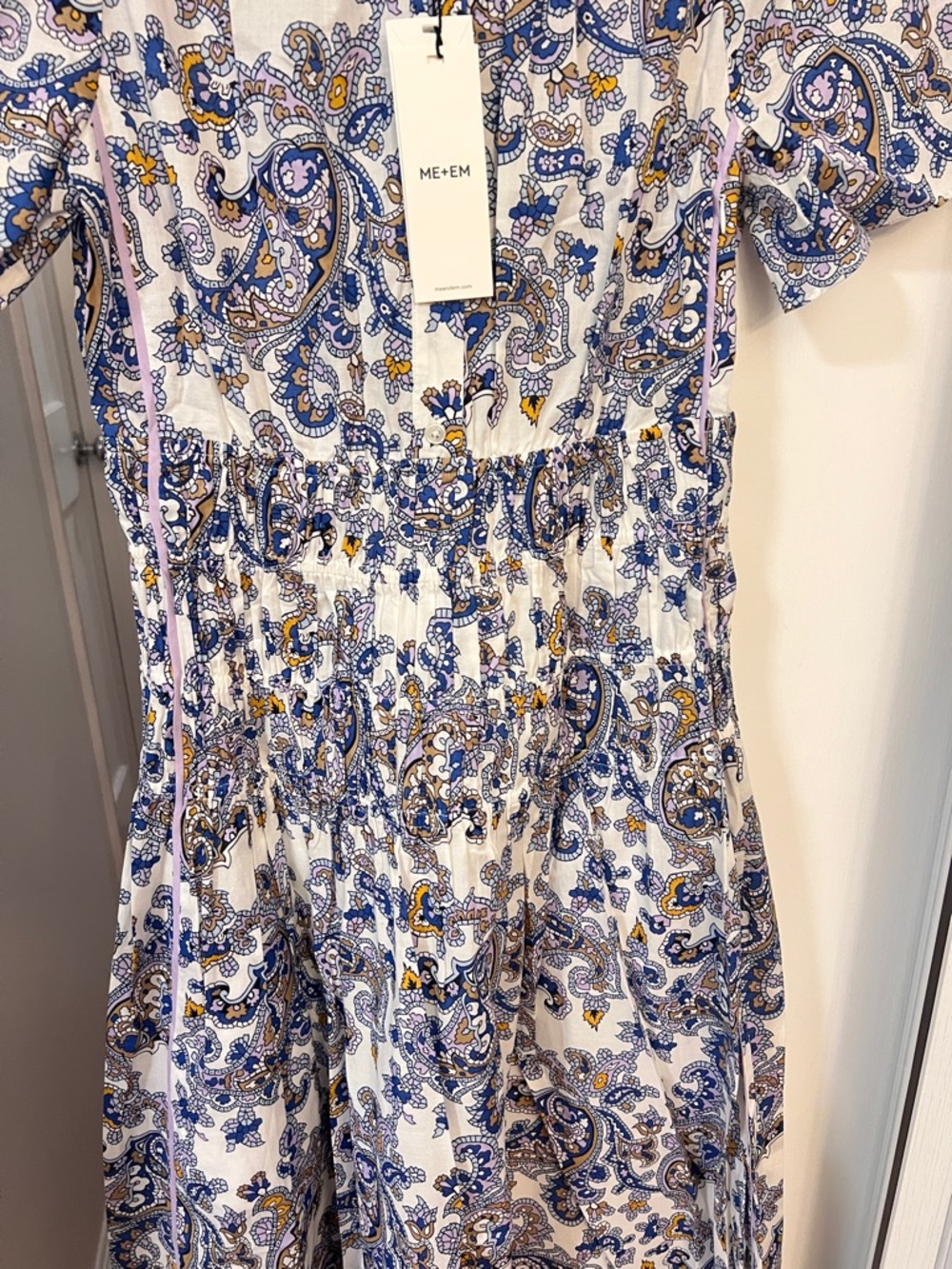 ME+EM Cotton Paisley Print Midi Dress,US4 - Picture 9 of 16
